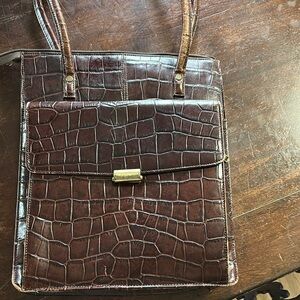 CLOSET CLOSING!! Vintage Brown Crocodile-Embossed Women's Bag